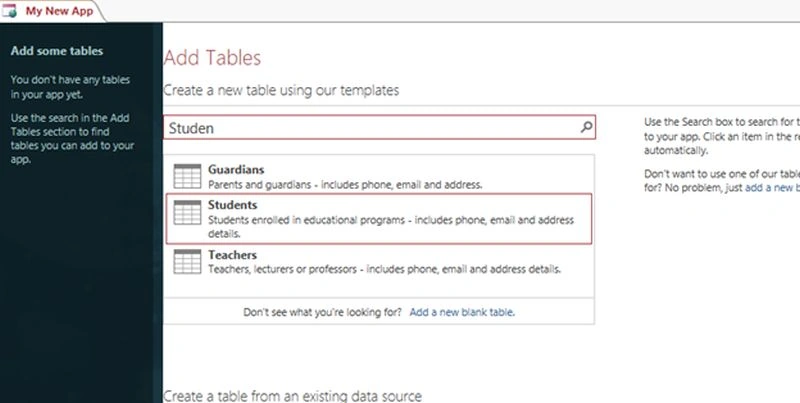 select table