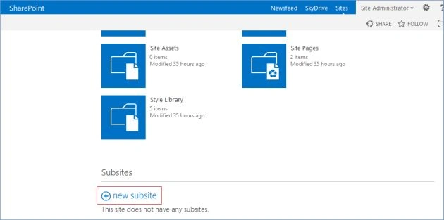 sub-site in SharePoint 2013