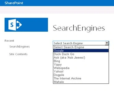 Page Dropdown List