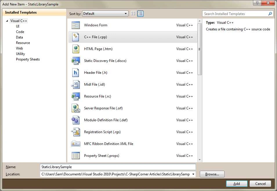 Creating a Static Library Using Visual C++