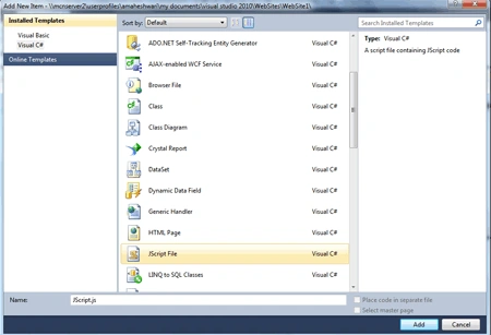 Add JScript file