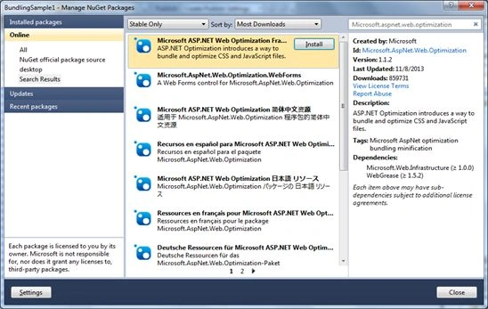 Optimization in Manage NuGet Packages