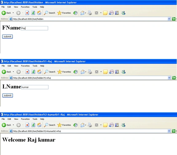 Hidden field in Servlet