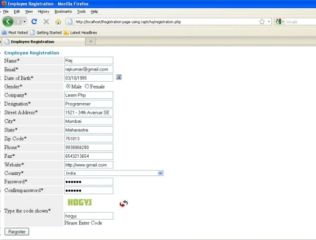 CAPTCHA in PHP