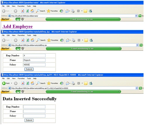 insert recorde using hibernate