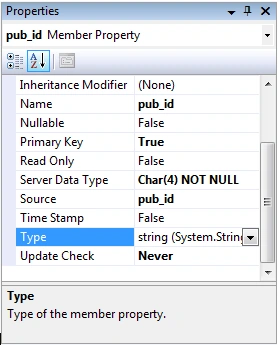 Member Property Type to String.