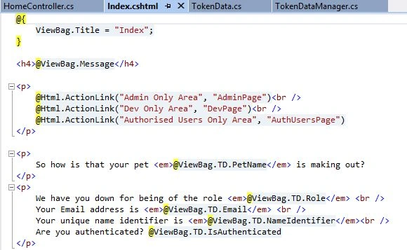 Showing claim data in a view