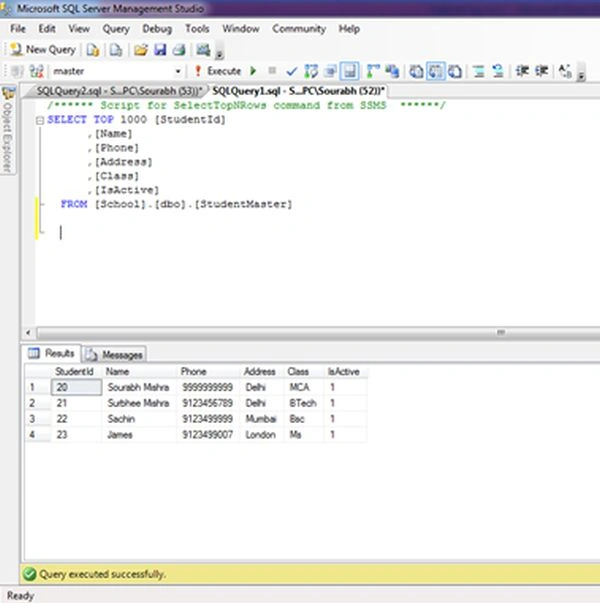query output