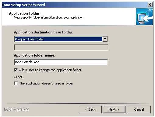 folder for the application