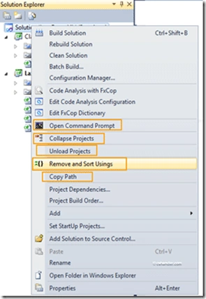 Commands for solution file