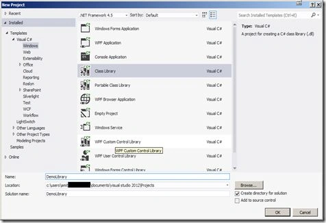 create new Class Library project