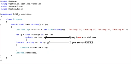 Deferred execution in liinq