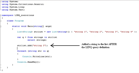 immediate executions in LINQ