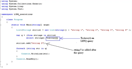 immediate execution of the LINQ